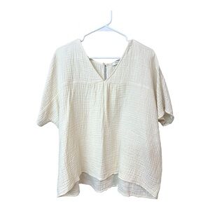 Madewell Women's Rhyme Crinkle Gauze Top Size Xl Casual
